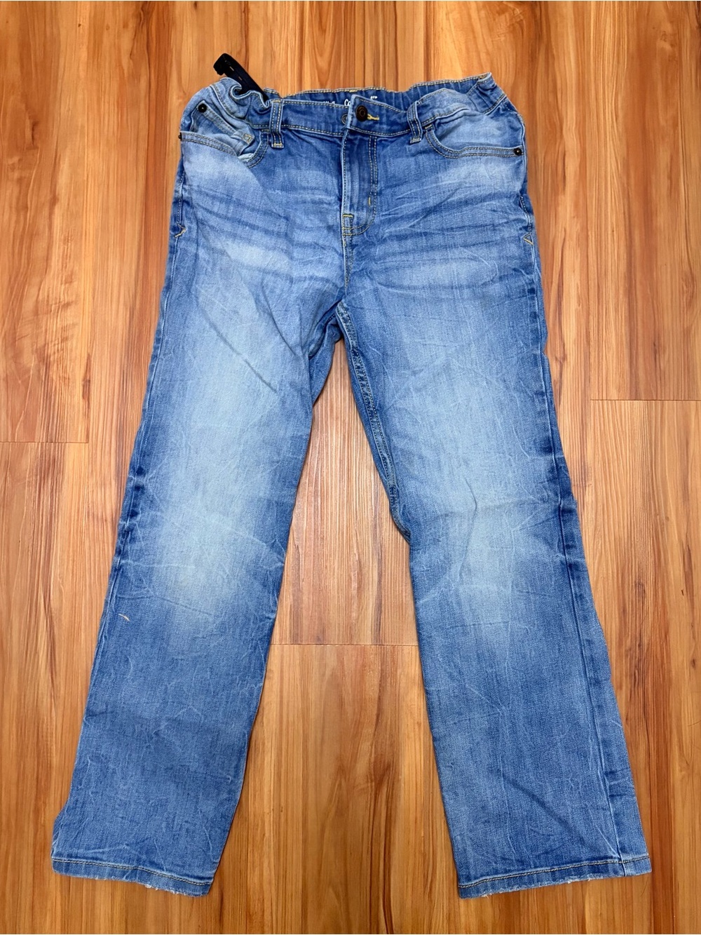 Boys Blue Washed Straight-Leg Jeans